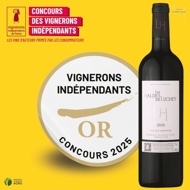 🇫🇷 
OR pour Les Haldes de Luchey Rouge 2020 ! 🥇

Quelle immense fierté de voir notre millésime récompensé par la Médaille d’Or 2025 au Concours des Vignerons Indépendants ! Félicitations à notre équipe technique pour son savoir-faire et son engagement. 👏🔥

« L’abus d’alcool est dangereux pour la santé, à consommer avec modération »
——— 
🇬🇧
GOLD  for Les Haldes de Luchey Red 2020 🥇

How Proud we are to recieve the Gold Medal 2025 at the Vignerons Indépendants de France Competition ! Huge thanks to the technical team for their expertise and commitment ! 👏🔥

Alcohol abuse is dangerous for health, drink responsibly 

#MédailleOr #LesHaldesDeLuchey #VigneronsIndépendants #WineLovers #PassionDuVin #BordeauxWine #Excellence #Terroir